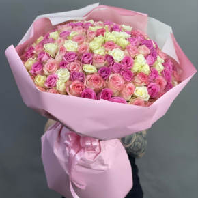 Букет из 151 кенийской розы микс (40 см) в Ивантеевке