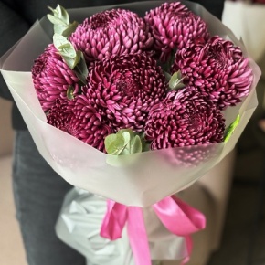 Букет "Виноградный" из 7 хризантем Бигоуди в Ивантеевке