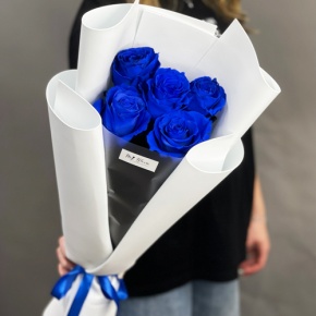 Букет из 5 синих роз Эквадор в Ивантеевке