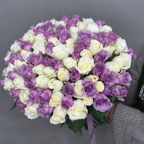 Букет "Фиолетовый микс" из 101 розы (40 см) в Ивантеевке