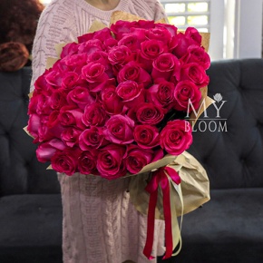 Букет 51 роза Эквадор Пинк Флоид (60 см) в Ивантеевке