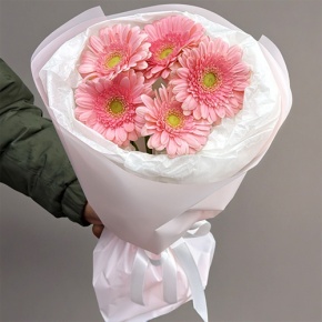 Букет из 5 розовых гербер мини в Ивантеевке