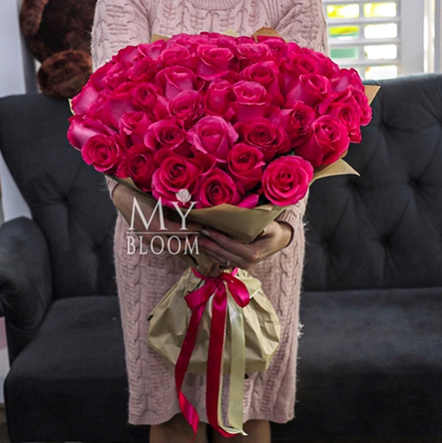 Букет 51 роза Эквадор Пинк Флоид (60 см) в Ивантеевке