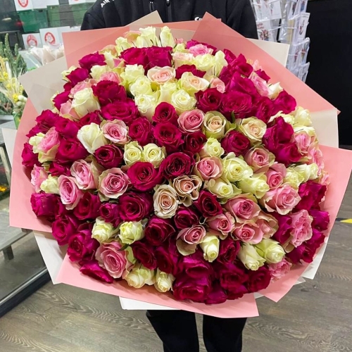 Букет 151 роза ягодный микс (40 см) в Ивантеевке